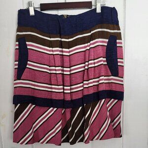 Anthro Maeve Ellery Tiered Ribbon Striped Skirt Size 10